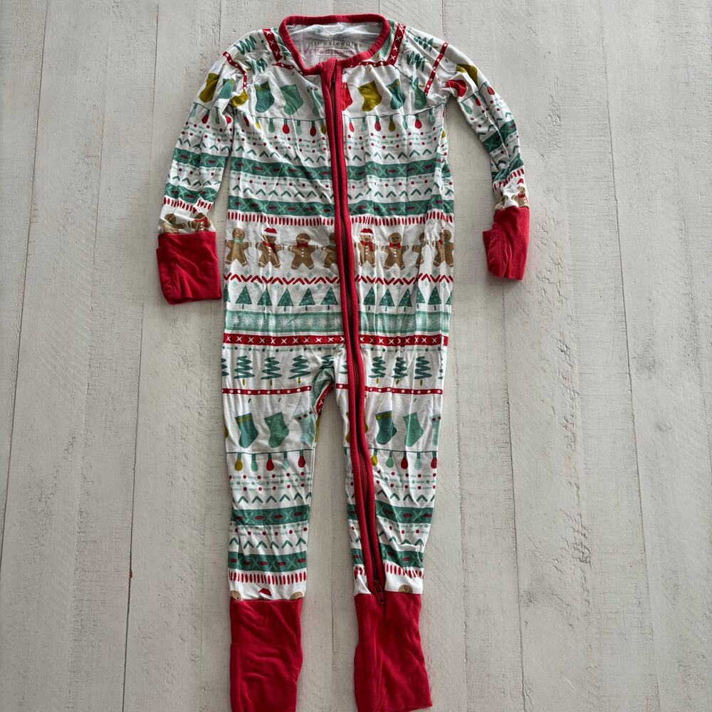 Little Sleepies Fair Isle Christmas Convertible Sleeper 6-12 Months VGUC